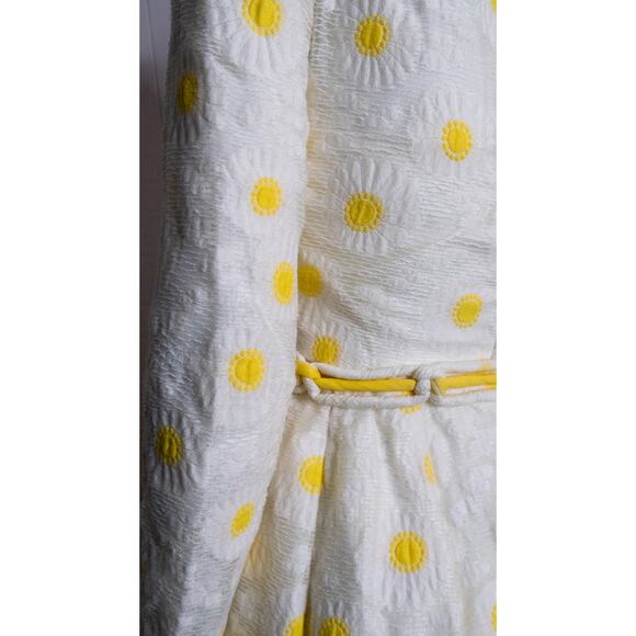 VINTAGE '60s Sunshine Daisies Lace Mockneck Long Sleeve Mini Dress SMALL - Picture 5 of 10